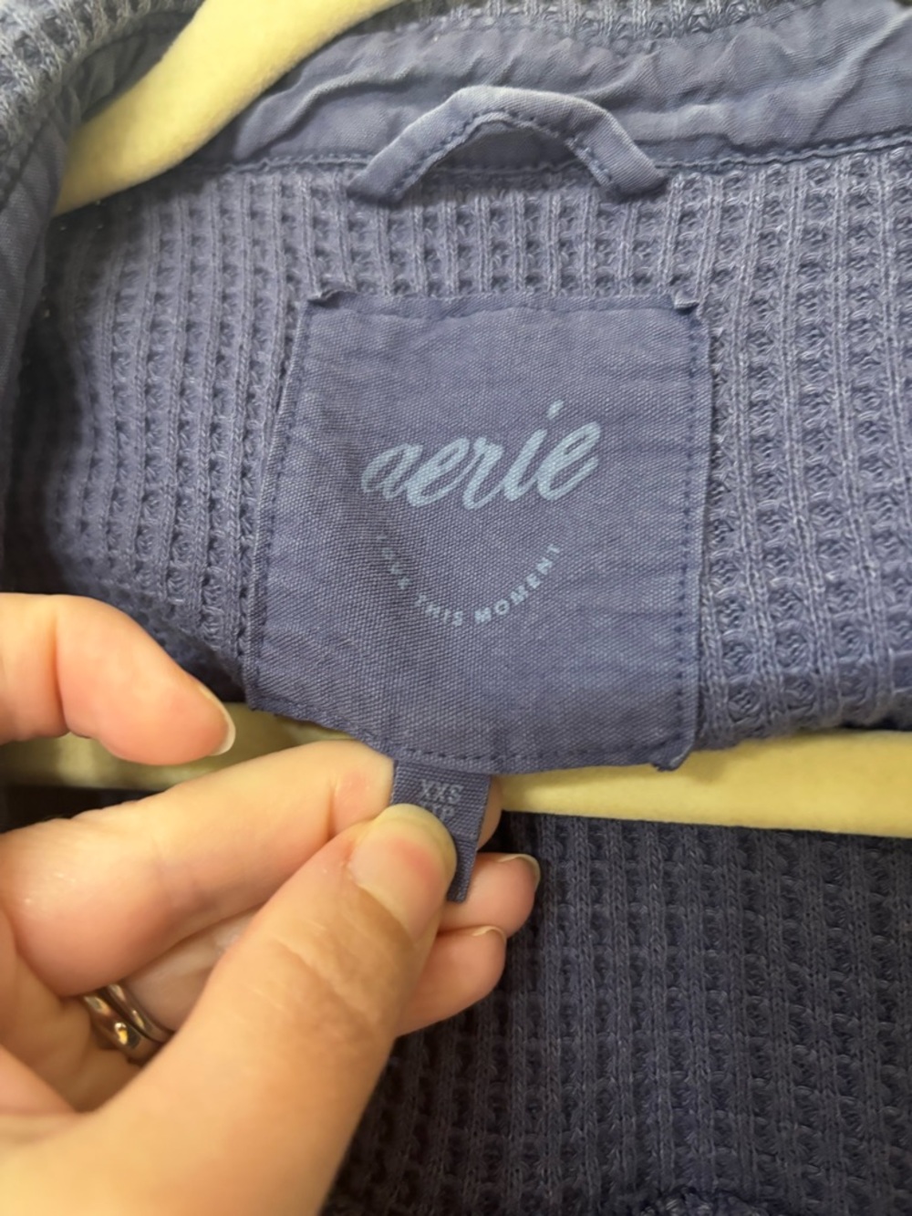 aerie Waffle Knit Button-Up Jackets - Sage and Blue - Picture 4 of 4